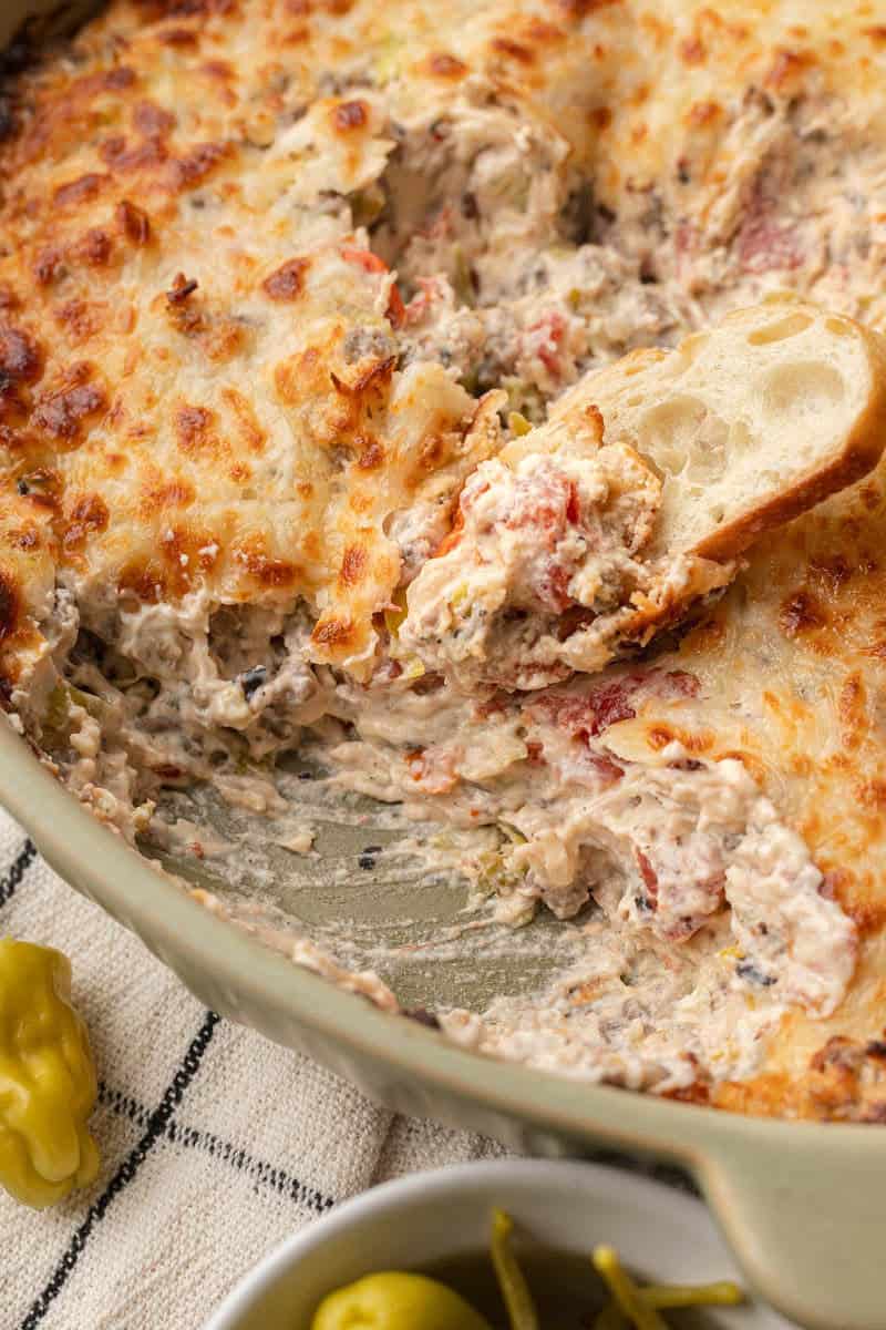 Spicy Italian Sausage Dip on bread