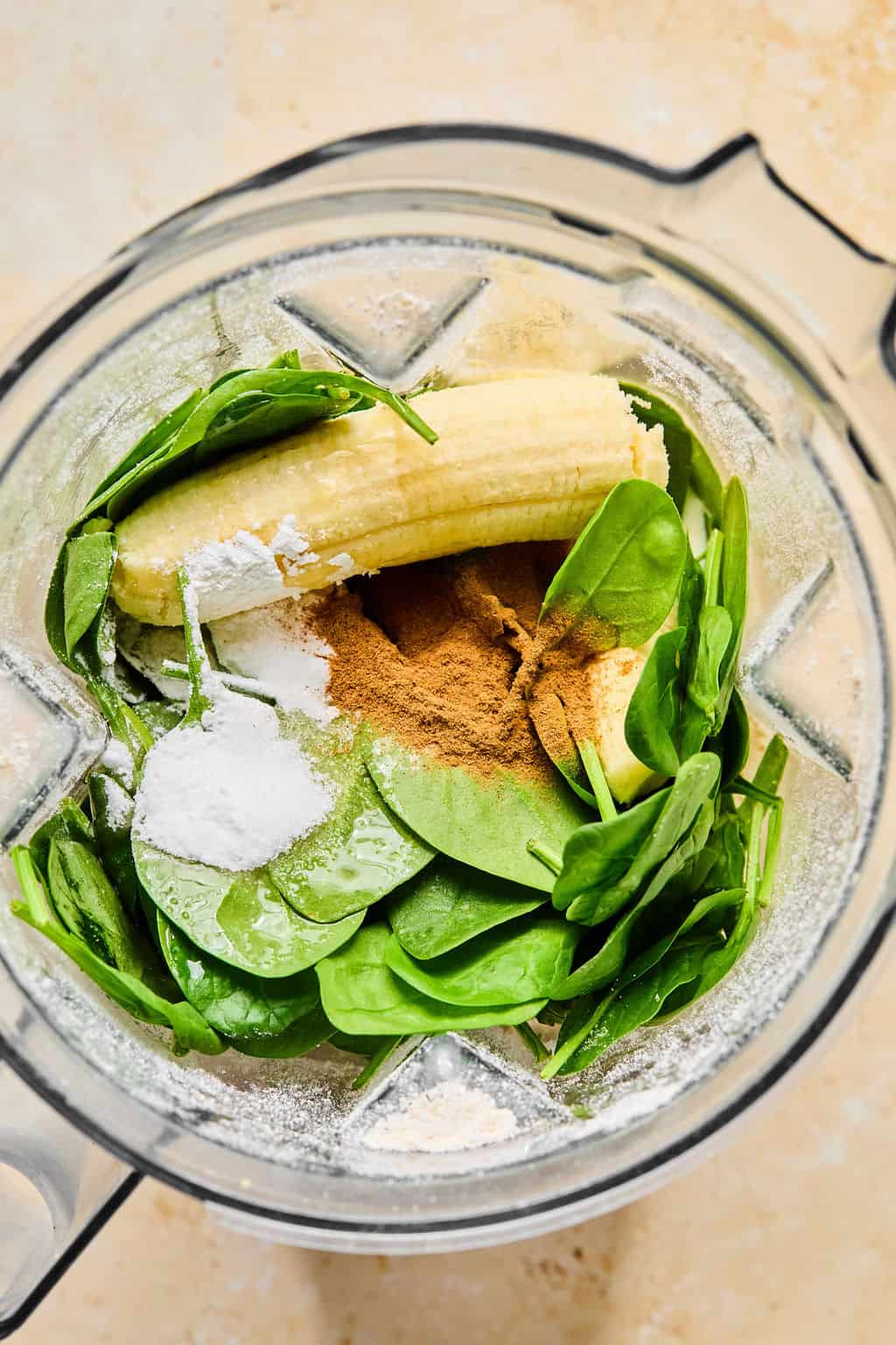 Spinach Pancakes Recipe ingredients in blender