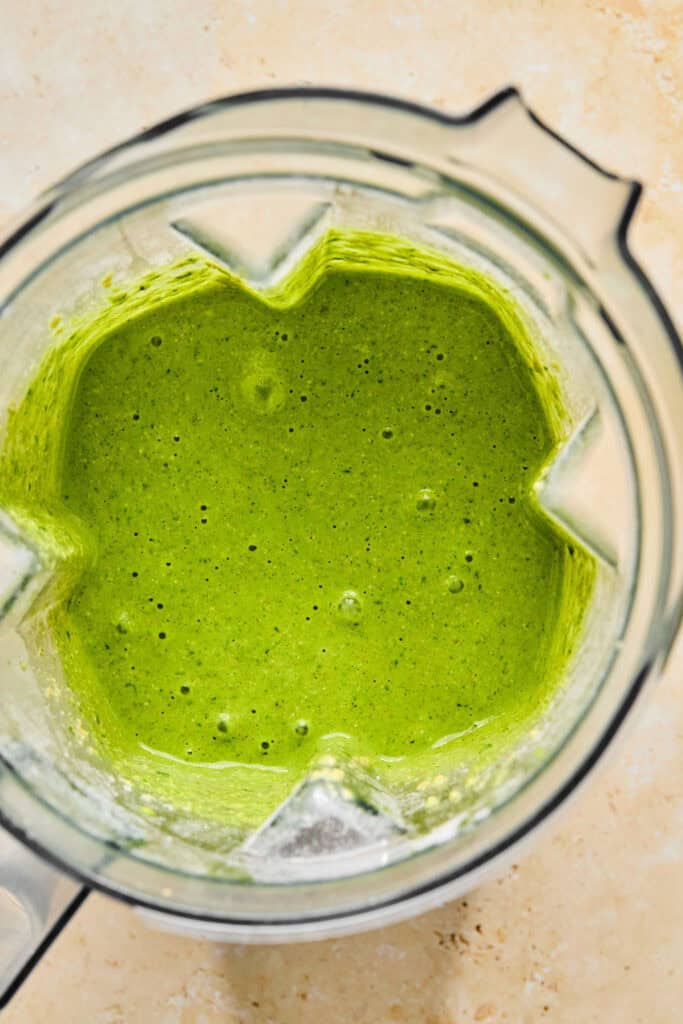 Spinach Pancakes mixture in blender