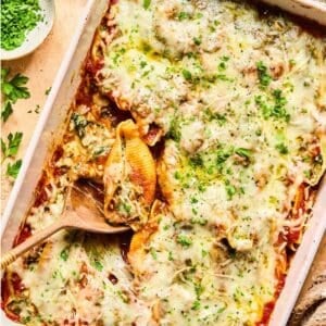 High Protein Stuffed Shells with Pesto