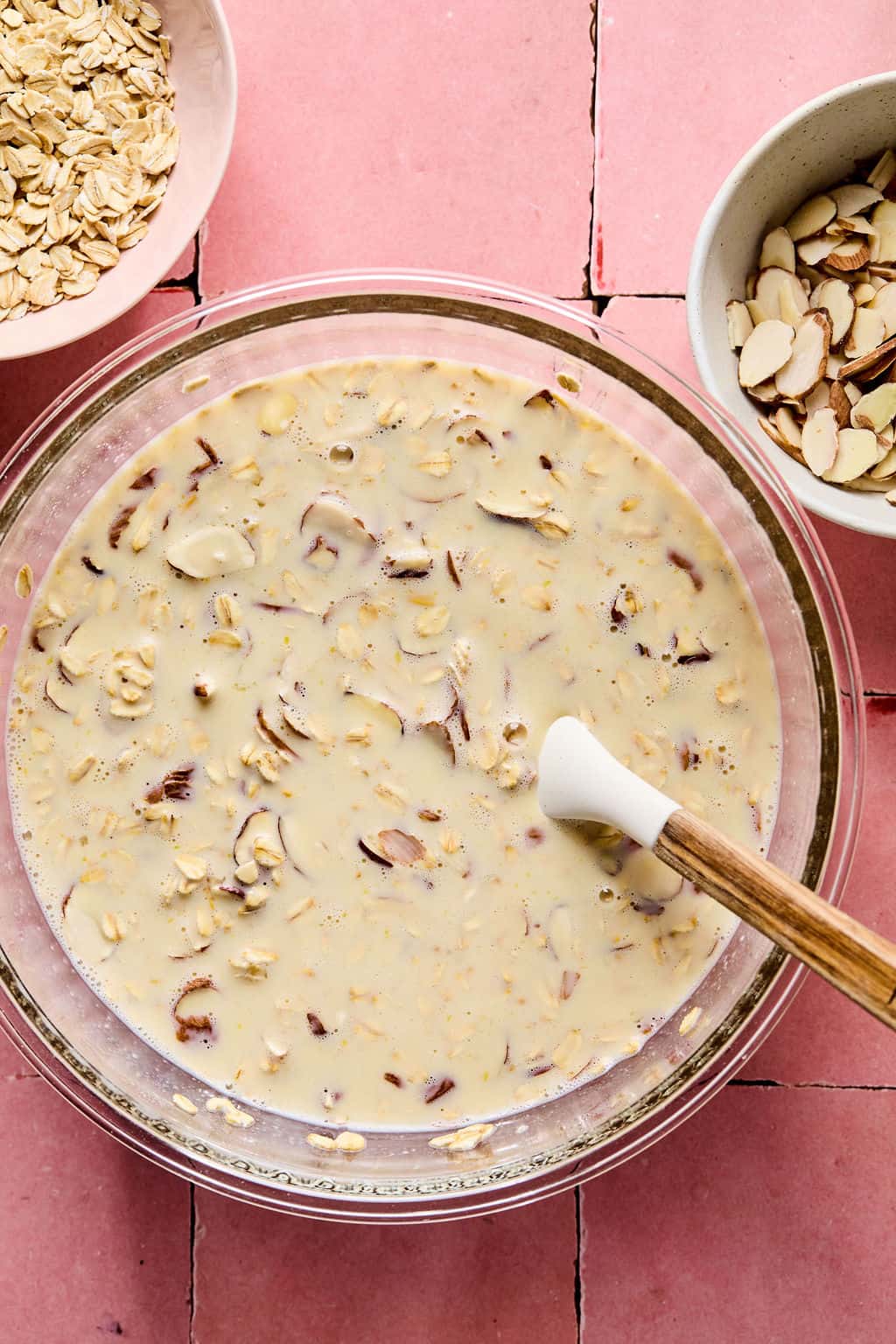 almonds combined with oat mixture