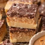 Healthy Samoa Bars stacked on cooling rack