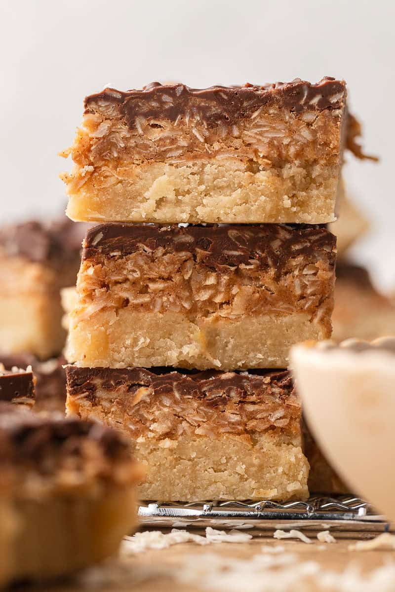 Healthy Samoa Bars stacked