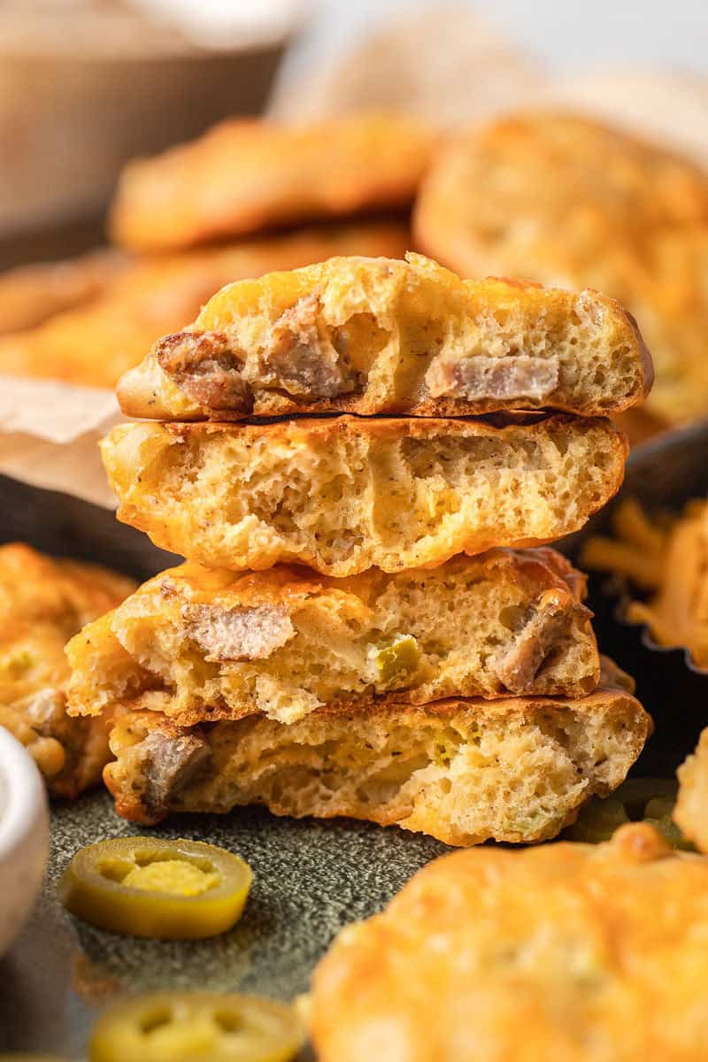 High Protein Sausage Jalapeno Cheddar Biscuits