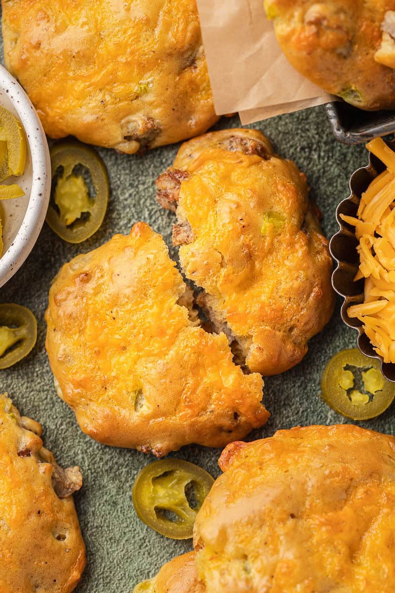 High Protein Sausage Jalapeno Cheddar Biscuits