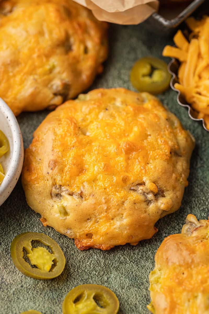 High Protein Sausage Jalapeno Cheddar Biscuits