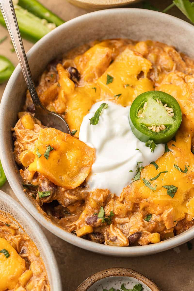 Slow Cooker Chicken Enchilada Casserole