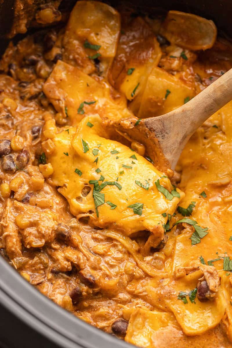 Slow Cooker Chicken Enchilada Casserole