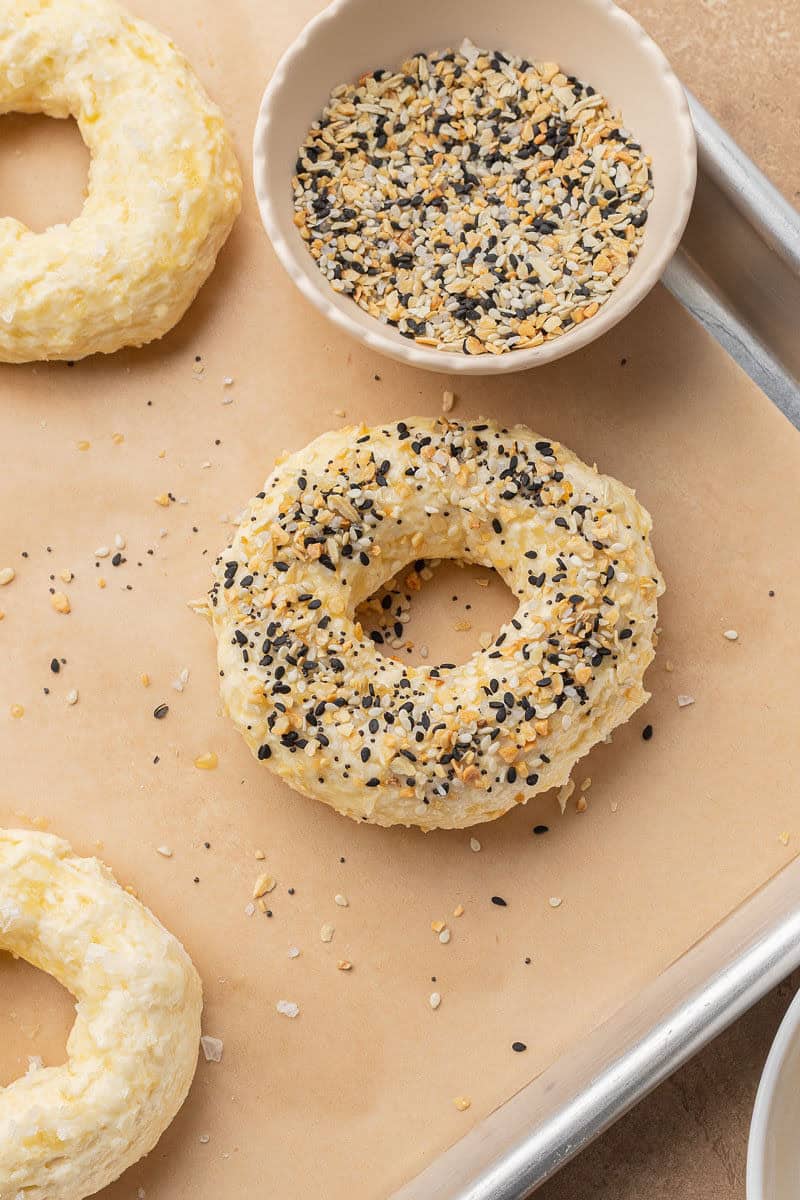 Bagel with everything but the bagel seasoning on it