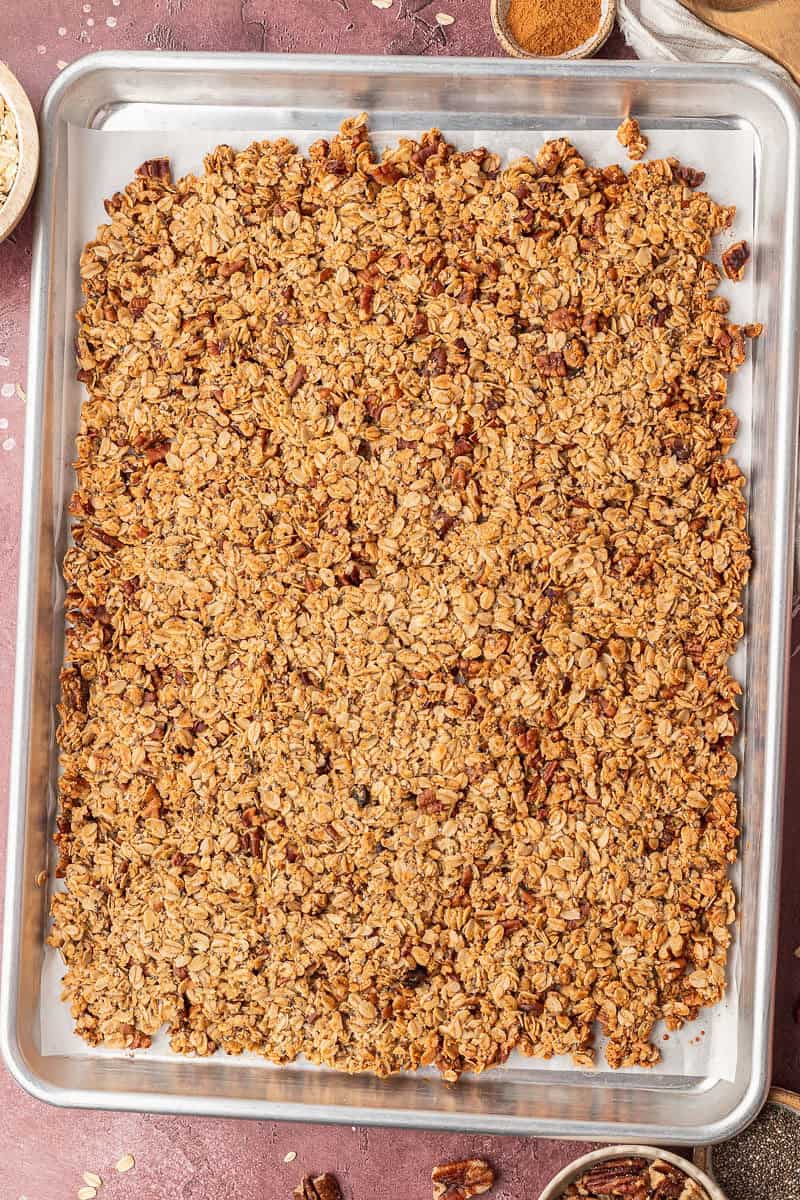 High Protein Granola on baking sheet