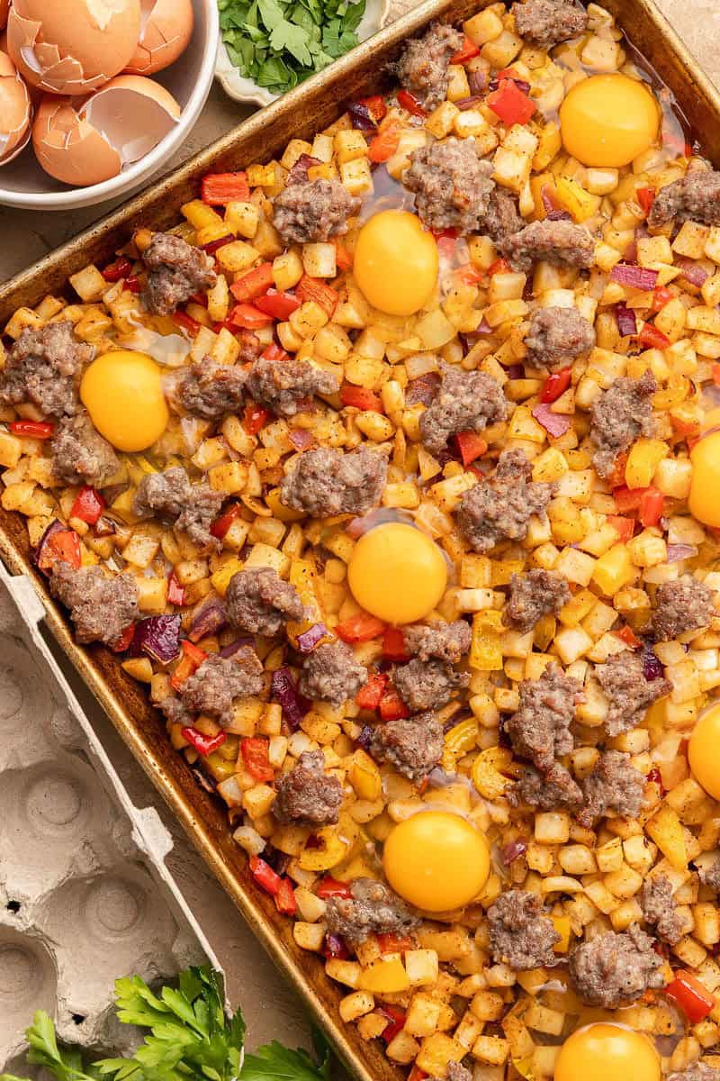 Eggs on top of sheet pan