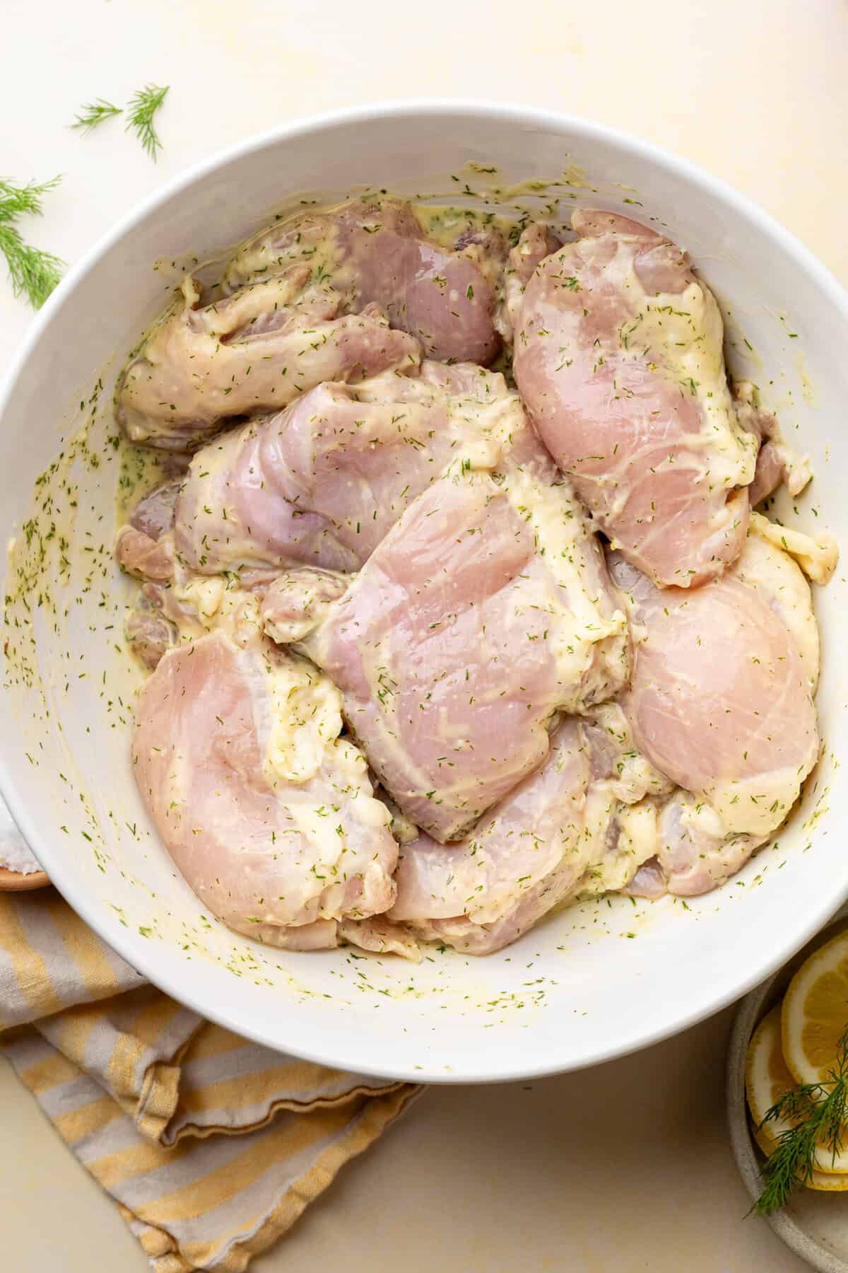 marinated chicken in bowl