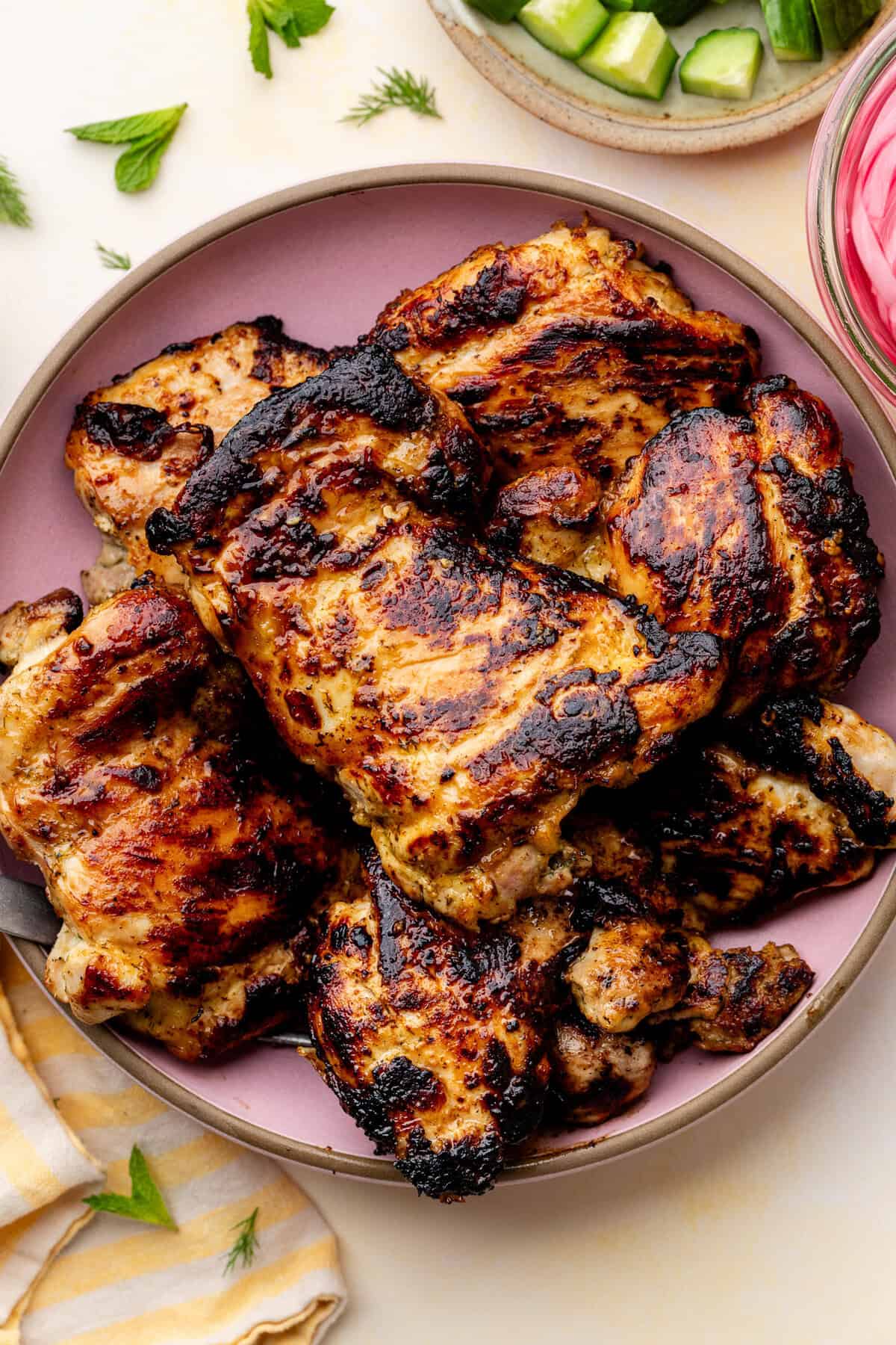 grilled chicken thighs on plate
