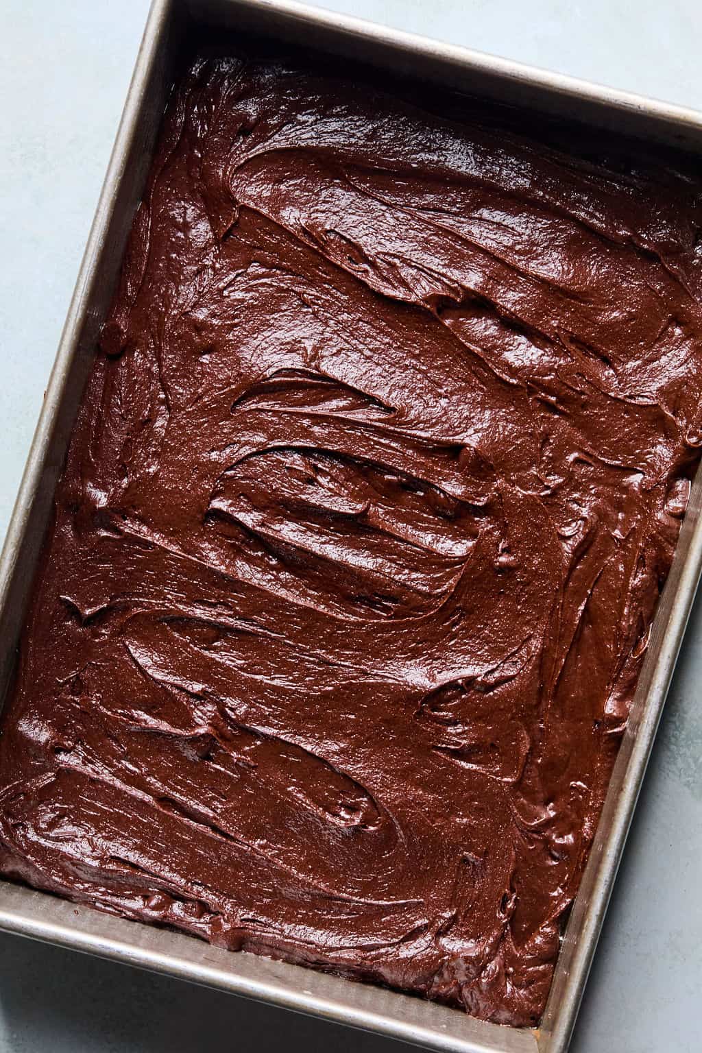 Best Brownie Recipe Ever brownies uncooked in pan.