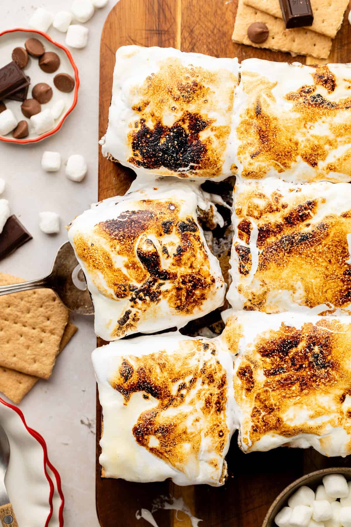 S'mores Icebox Cake on cutting board.
