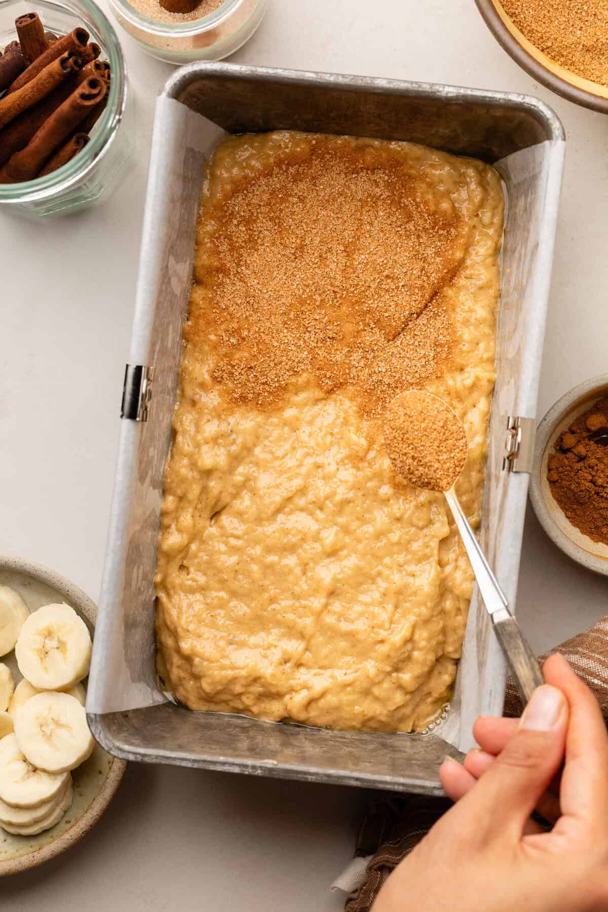 Batter in bread loaf.