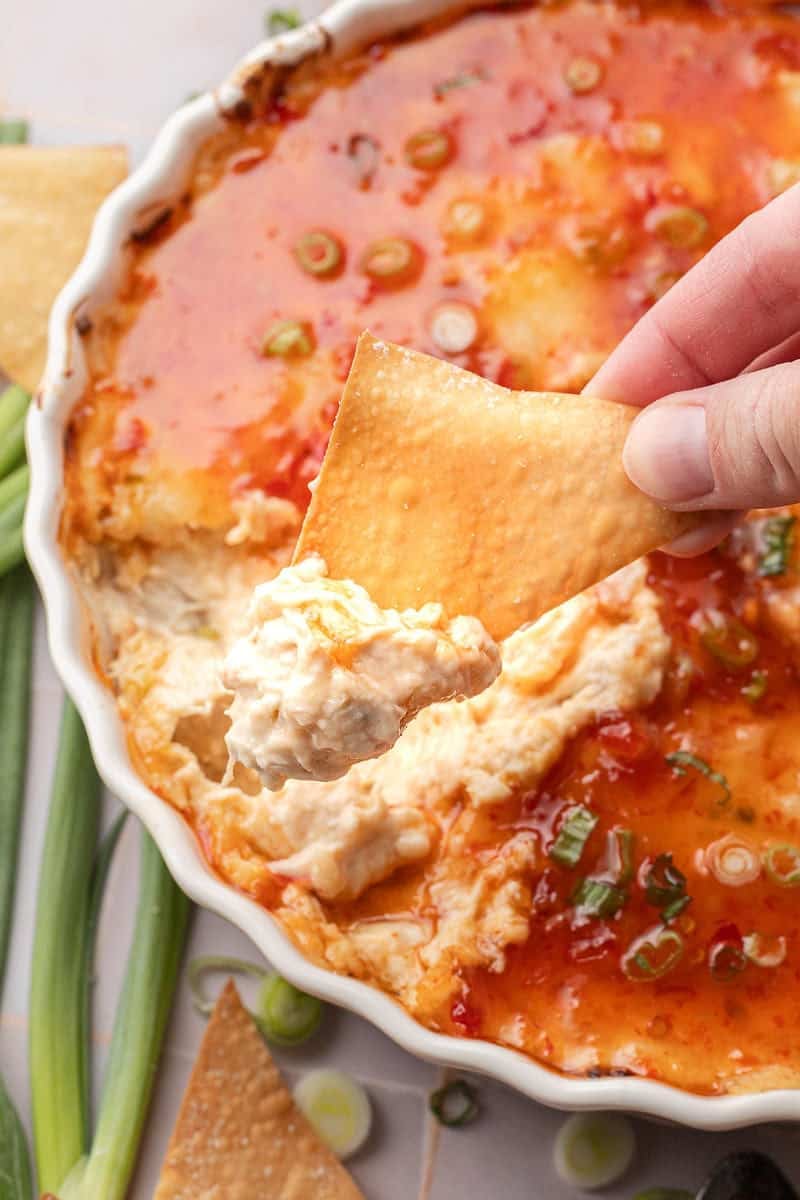 Crab Rangoon Dip with chip.