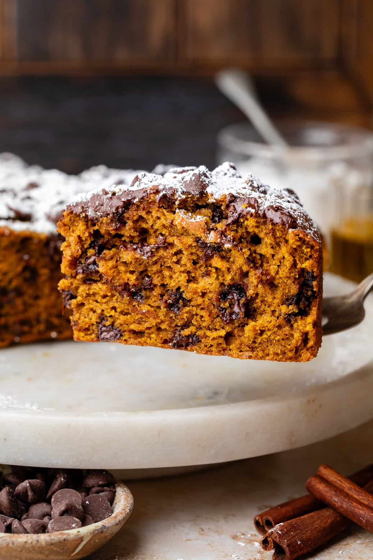 slice of pumpkin olive oil cake