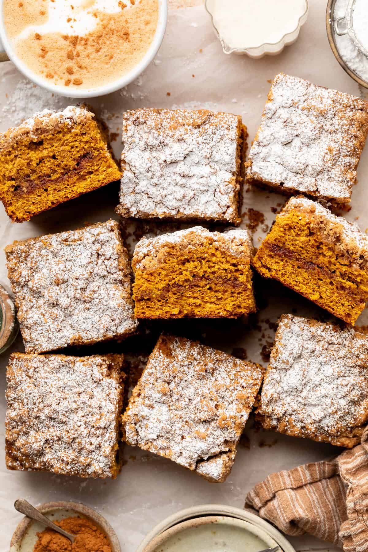 slices of pumpkin coffee cake